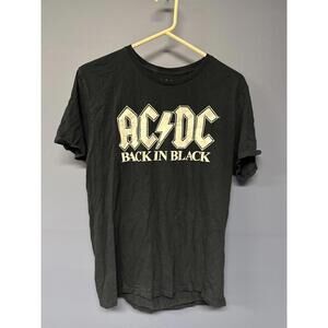 AC/DC Back In Black T-Shirt Large Black 100% Cotton Band Tee 2021